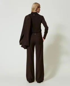 Pantaloni A Vita Alta In Lana Stretch