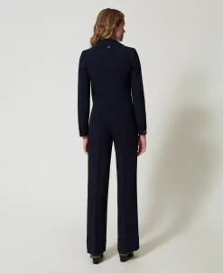 Pantaloni A Vita Alta In Cady Crêpe