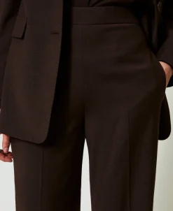 Pantaloni A Vita Alta In Lana Stretch
