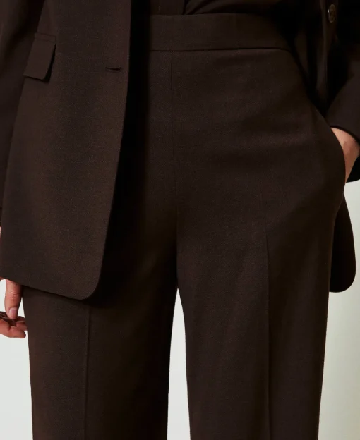Pantaloni A Vita Alta In Lana Stretch