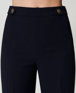 Pantaloni A Vita Alta In Cady Crêpe