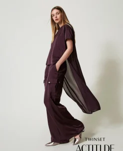 Pantaloni Cargo In Raso
