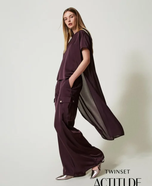 Pantaloni Cargo In Raso