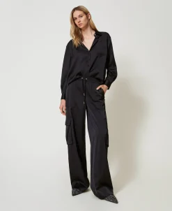Pantaloni Cargo In Raso