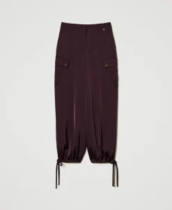 Pantaloni Cargo In Raso