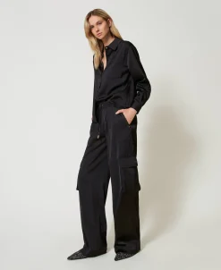 Pantaloni Cargo In Raso