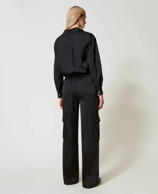 Pantaloni Cargo In Raso