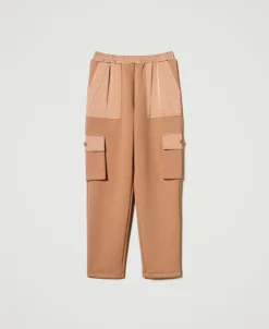 Pantaloni Cargo In Tessuto Scuba E Raso