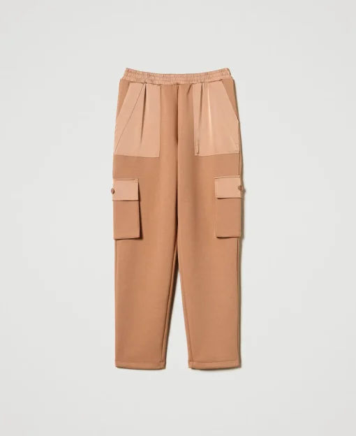 Pantaloni Cargo In Tessuto Scuba E Raso