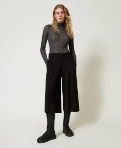 Pantaloni Cropped A Vita Alta