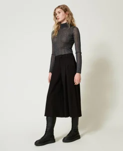 Pantaloni Cropped A Vita Alta