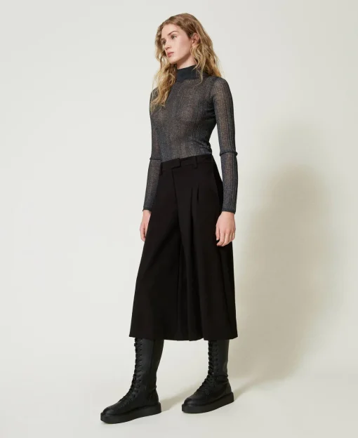 Pantaloni Cropped A Vita Alta