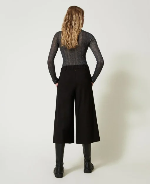 Pantaloni Cropped A Vita Alta