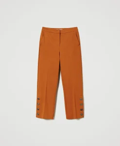 Pantaloni Cropped Con Bottoni