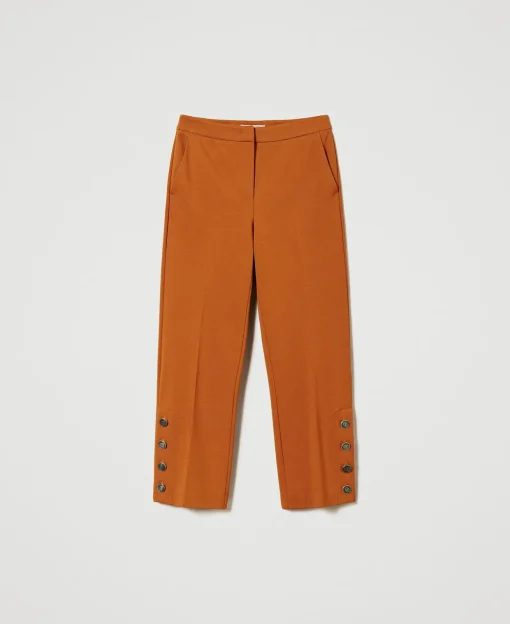 Pantaloni Cropped Con Bottoni