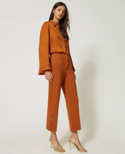 Pantaloni Cropped Con Bottoni