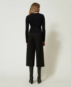 Pantaloni Cropped Con Cinturino Oval T