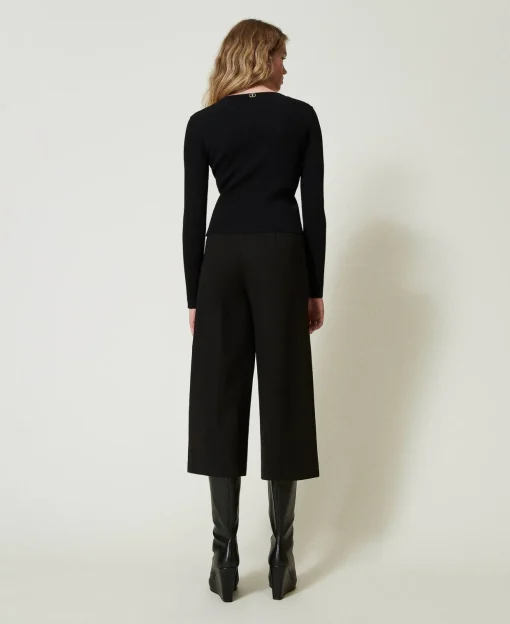 Pantaloni Cropped Con Cinturino Oval T