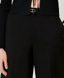 Pantaloni Cropped Con Cinturino Oval T