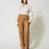 Pantaloni Effetto Pelle Con Elastico