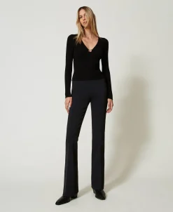 Pantaloni Flare A Vita Alta