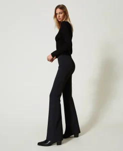 Pantaloni Flare A Vita Alta