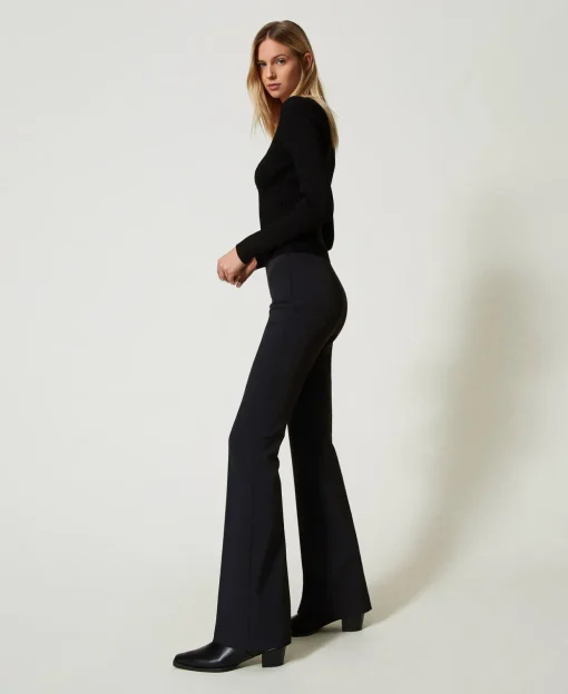 Pantaloni Flare A Vita Alta