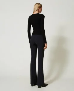 Pantaloni Flare A Vita Alta