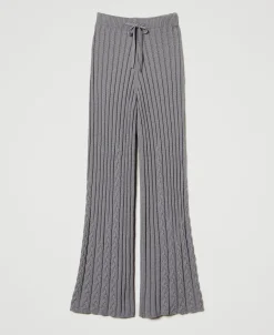Pantaloni Flare In Filato Treeblend Con Trecce