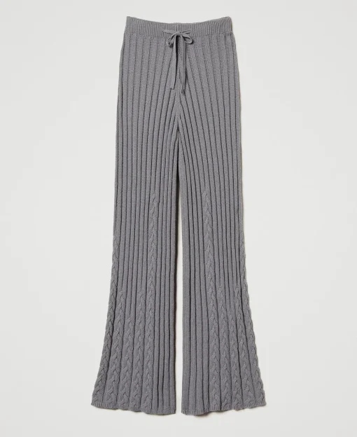 Pantaloni Flare In Filato Treeblend Con Trecce