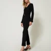 Pantaloni Flare In Maglia