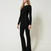 Pantaloni Flare In Maglia A Costine