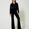 Pantaloni Flare In Maglia Con Bottoni Oval T