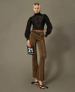 Pantaloni Flare In Maglia Con Lurex