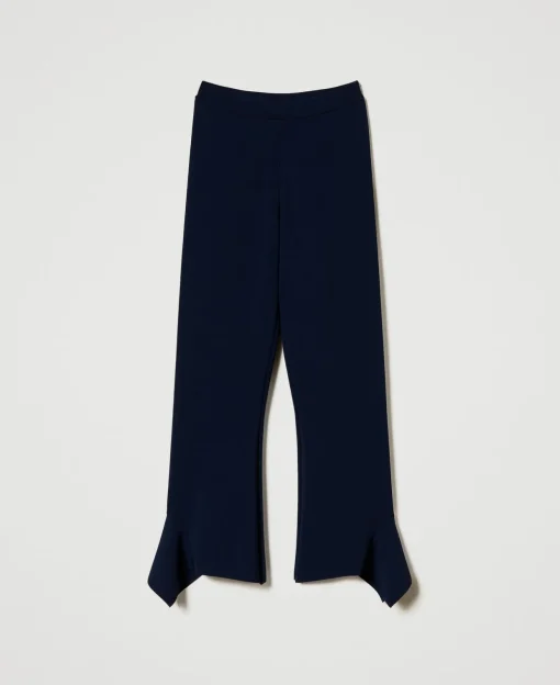 Pantaloni Flare In Maglia Con Volant