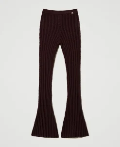 Pantaloni Flare In Maglia A Trecce