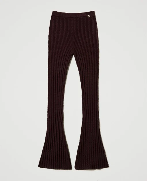 Pantaloni Flare In Maglia A Trecce