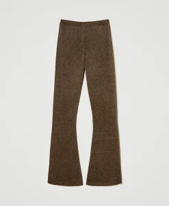 Pantaloni Flare In Maglia Con Lurex