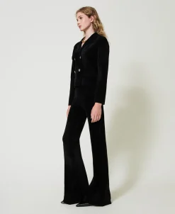Pantaloni Flare In Maglia Con Bottoni Oval T