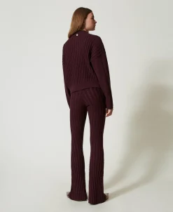 Pantaloni Flare In Maglia A Trecce
