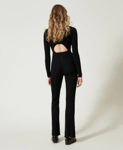 Pantaloni Flare In Maglia A Costine