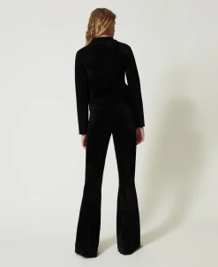 Pantaloni Flare In Maglia Con Bottoni Oval T