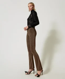 Pantaloni Flare In Maglia Con Lurex