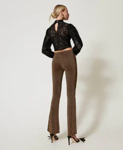 Pantaloni Flare In Maglia Con Lurex