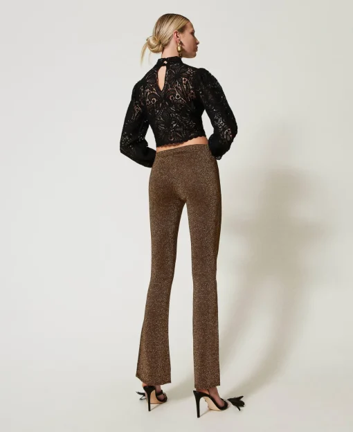 Pantaloni Flare In Maglia Con Lurex