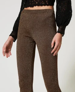 Pantaloni Flare In Maglia Con Lurex