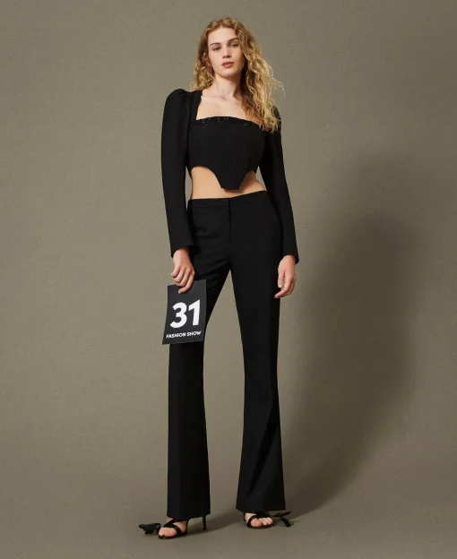 Pantaloni Flare In Serge Misto Lana