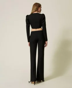 Pantaloni Flare In Serge Misto Lana