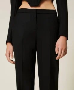 Pantaloni Flare In Serge Misto Lana