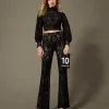 Pantaloni In Maglia Crochet A Fiori